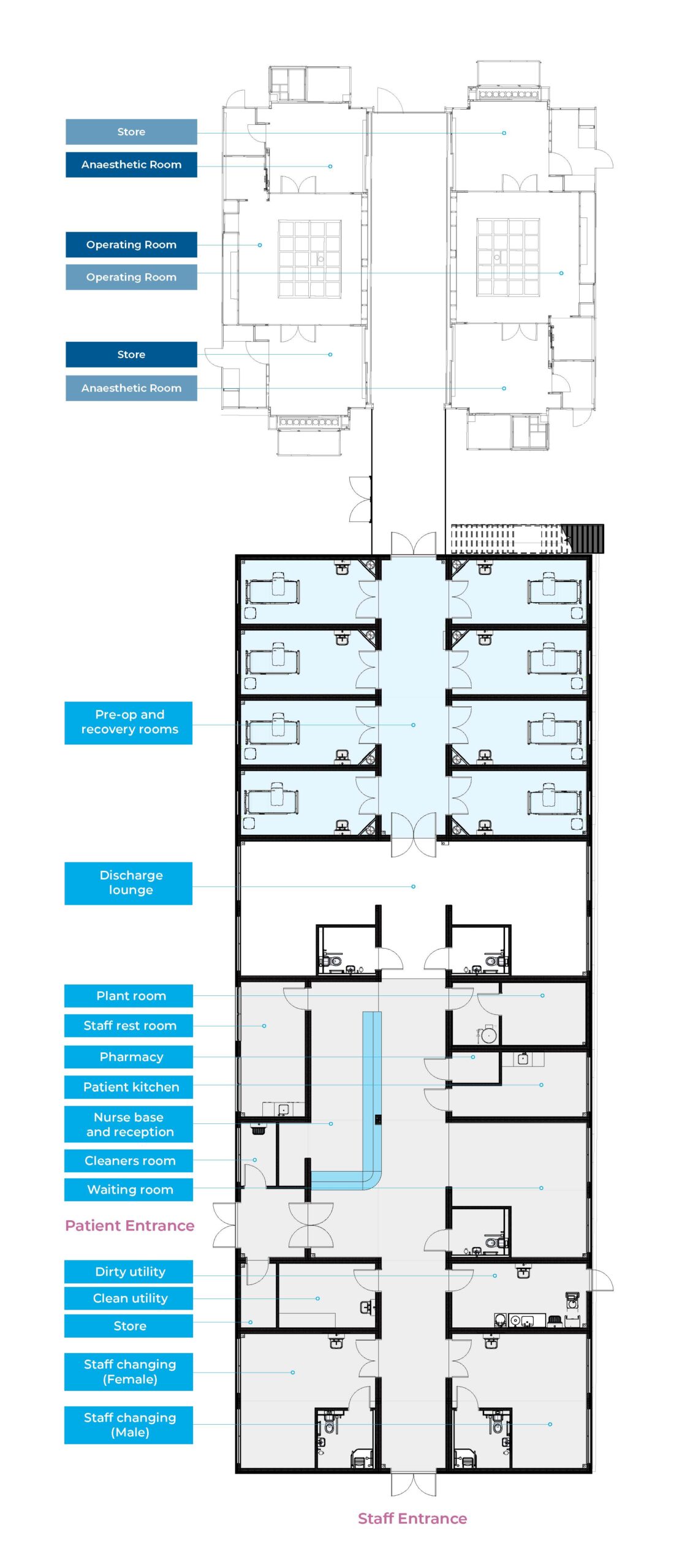 Floor plan of the Southmead Day Case facility